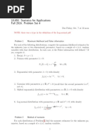 MIT18.650. Statistics For Applications Fall 2016. Problem Set 4