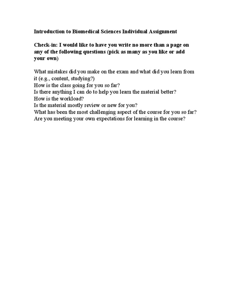 Biomedical Sciences Assignment Reflection | PDF