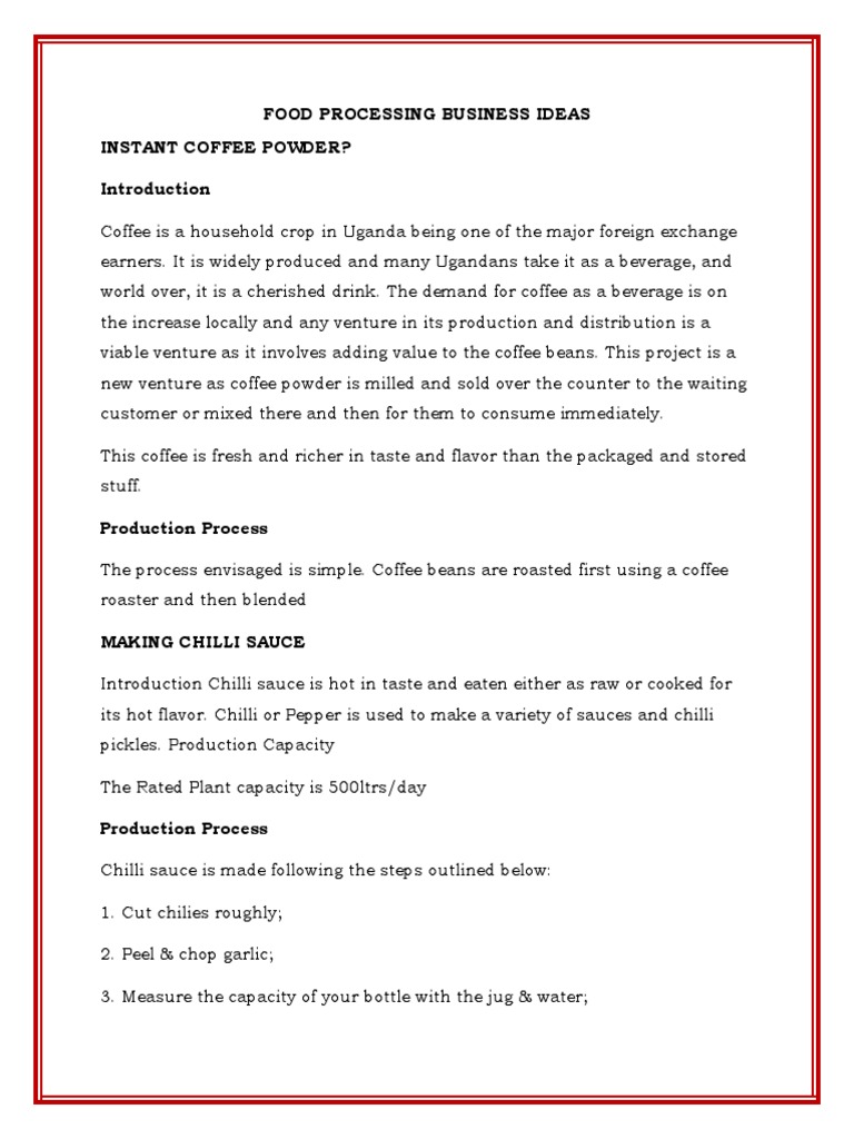 Food Processing Business Ideas Download Free PDF Chili Pepper Pumpkin