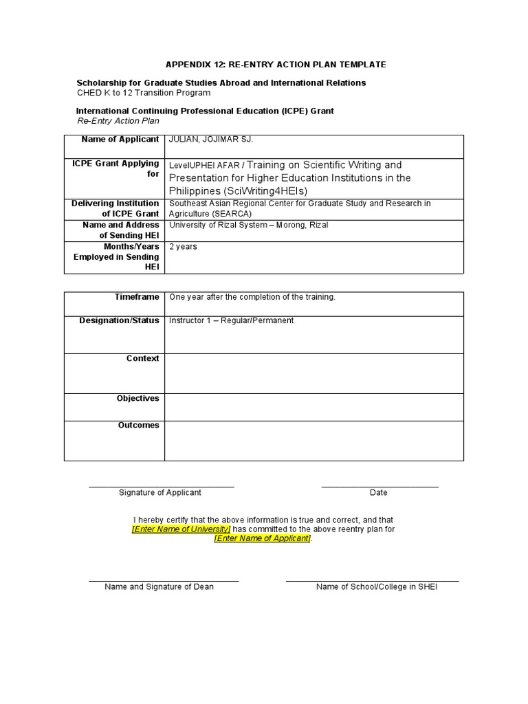 Julian jojimar re entry action plan editable pdf