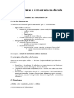 Crises, ditaduras e democracia na década de 30