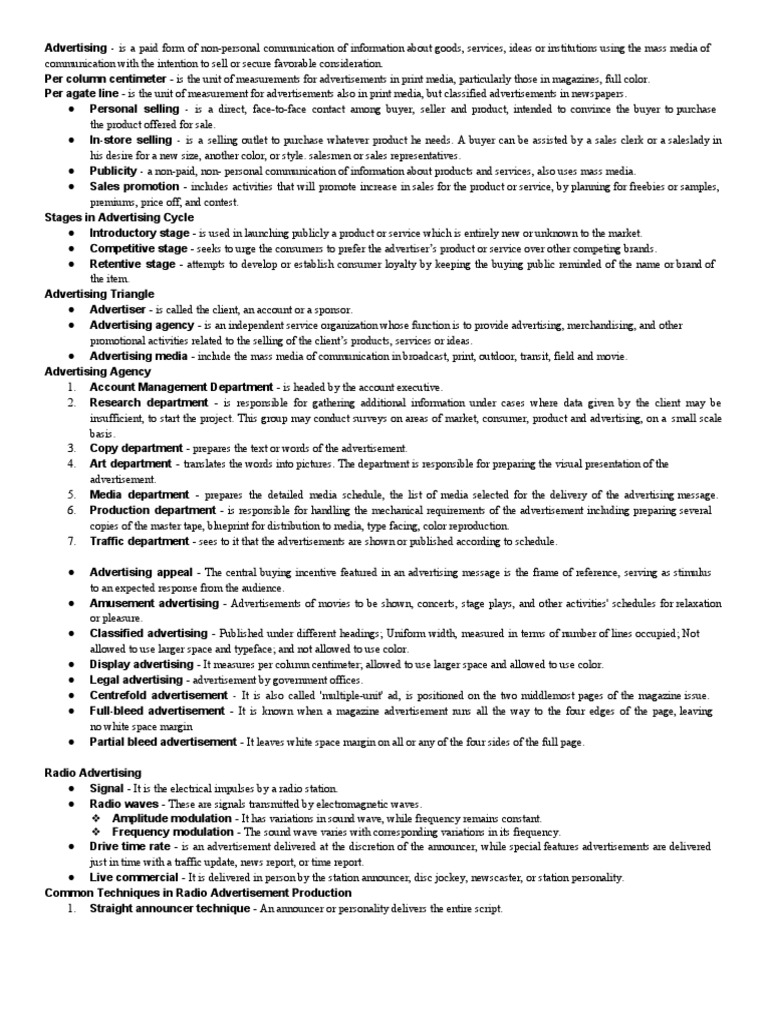 Advertising Reviewer | PDF | Advertising | Sales
