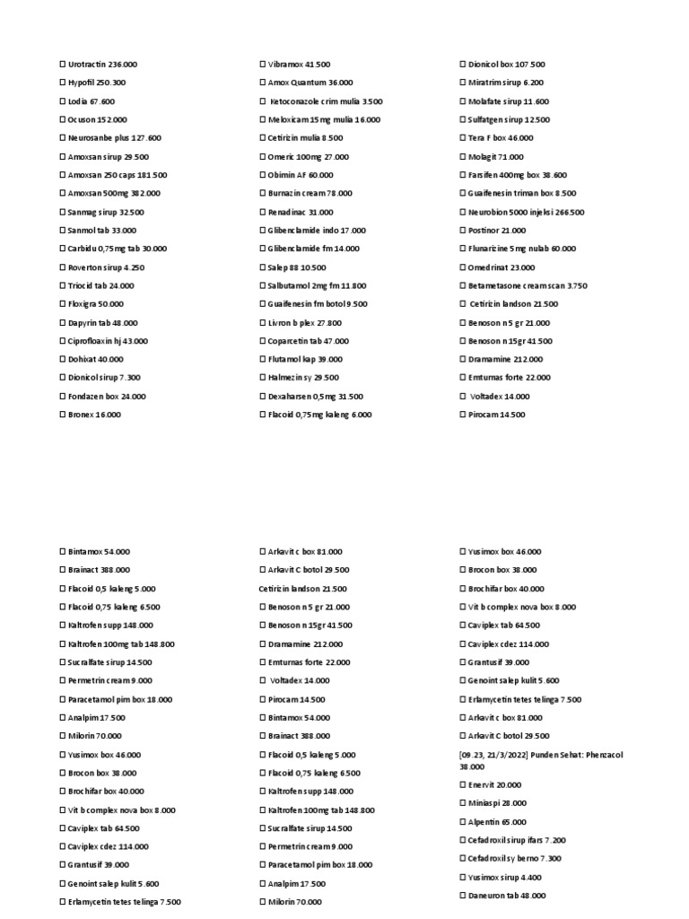 Price List Obat Download Free Pdf Pharmaceutical Sciences Pharmacy