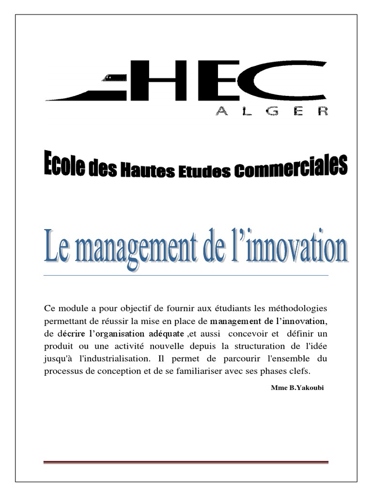 Management de l'Innovation : Concepts Clés | PDF | Innovation | Business