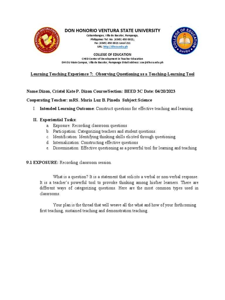 Effective Questioning in Science Teaching | PDF | Classroom Management ...