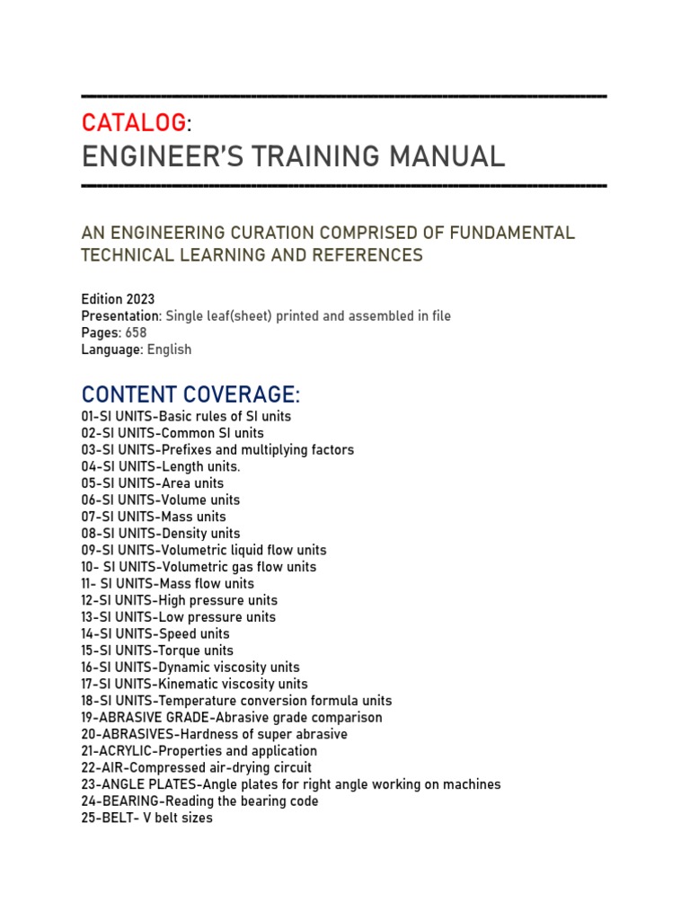 Engineer's Training Manual-2023 | PDF | Engineering