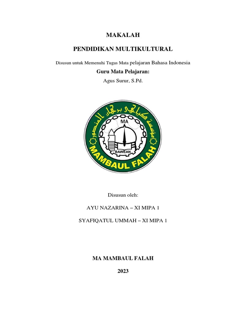Makalah Pendidikan Multikultural Pdf