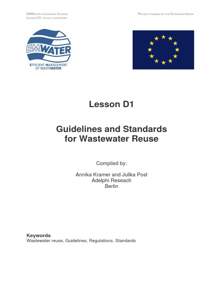 Guidelines and Standards 4 Wastewater Reuse PDF PDF Reclaimed Water