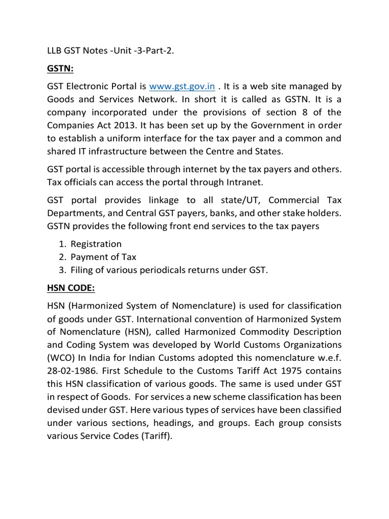 LLB GST Notes-Unit-3-Part-2 - Final PDF | PDF | Economies | Taxes