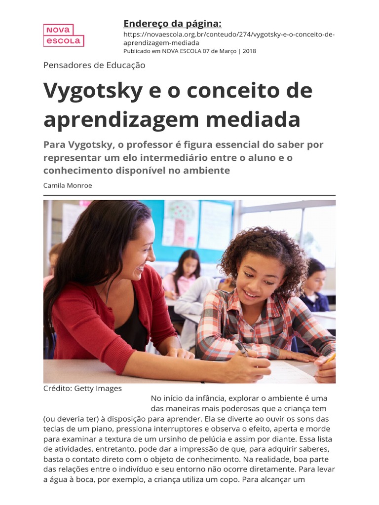 Vygotsky e Aprendizagem Mediadora | PDF | Aprendizado | Conceitos ...