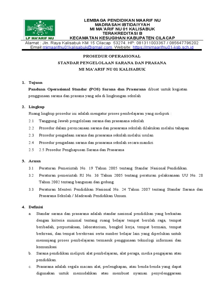 Sop Sarana Dan Prasana. Ok | PDF