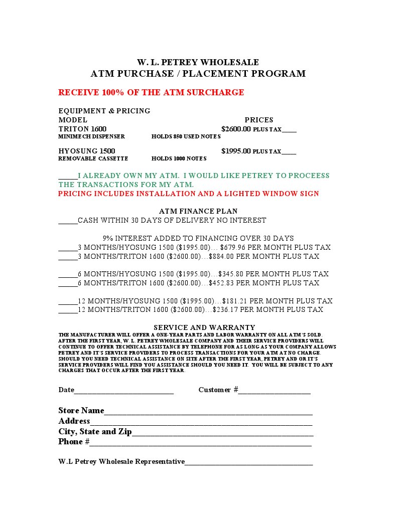 ATM Purchase and Placement Program | PDF | Finance & Money Management