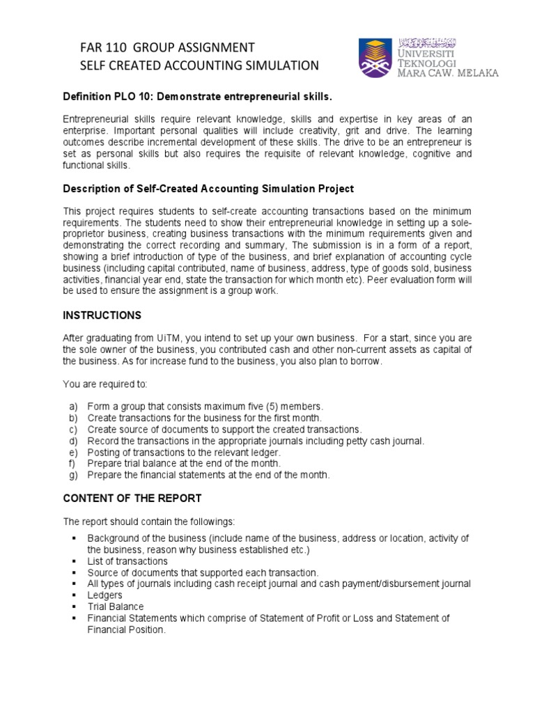 Far110 Accounting Simulation Oct22 | PDF