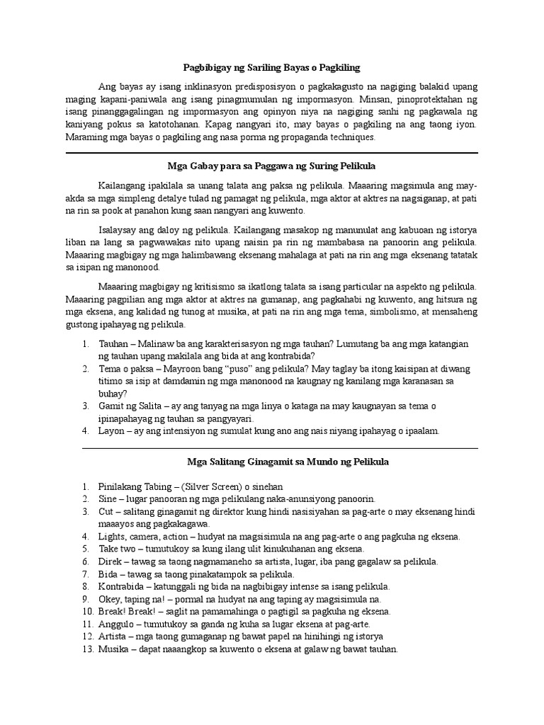 Pagbibigay NG Sariling Bayas o Pagkiling | PDF