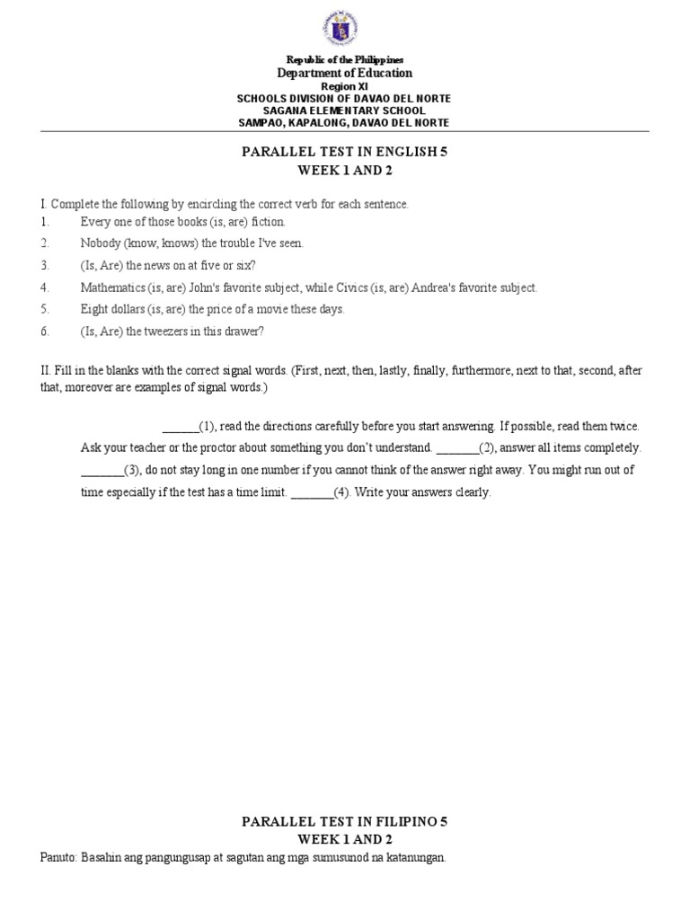Parallel Test in Module 1 and 2 Q2 | PDF