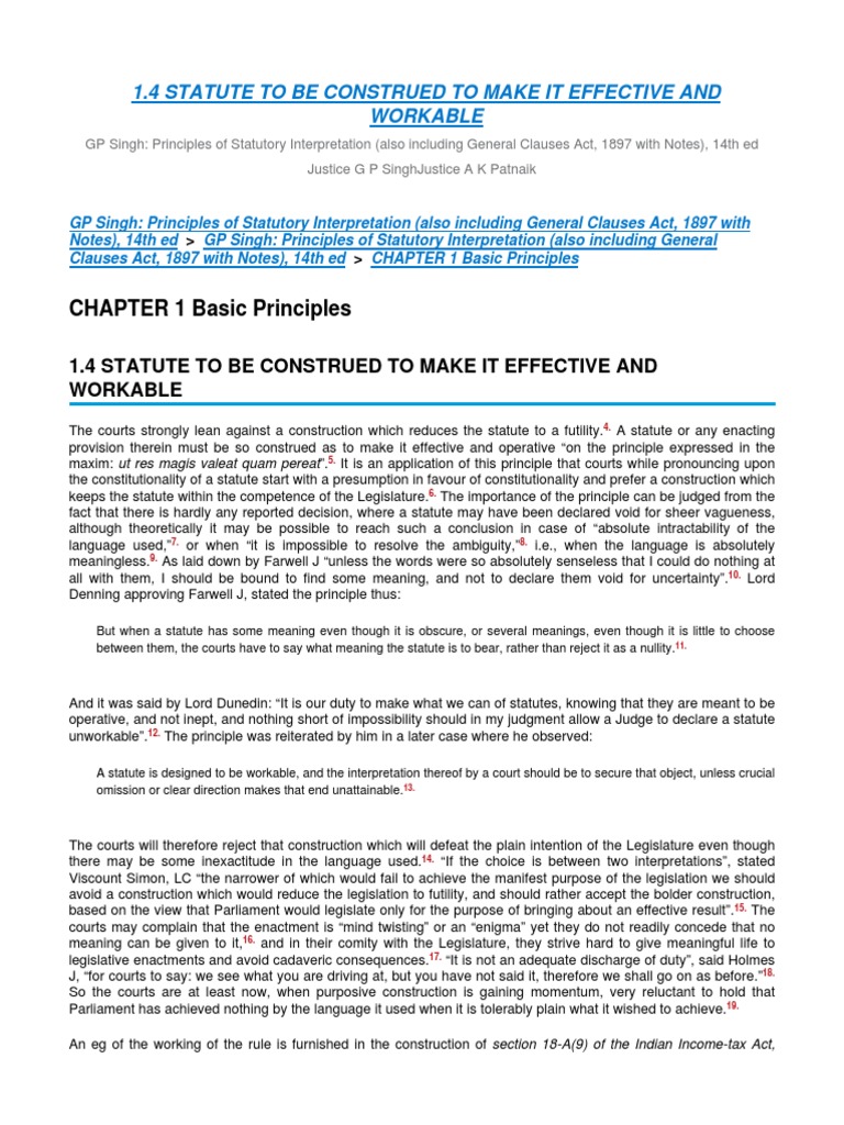 1.4 Statute To Be Construed To Make It Effective and Workable | PDF ...