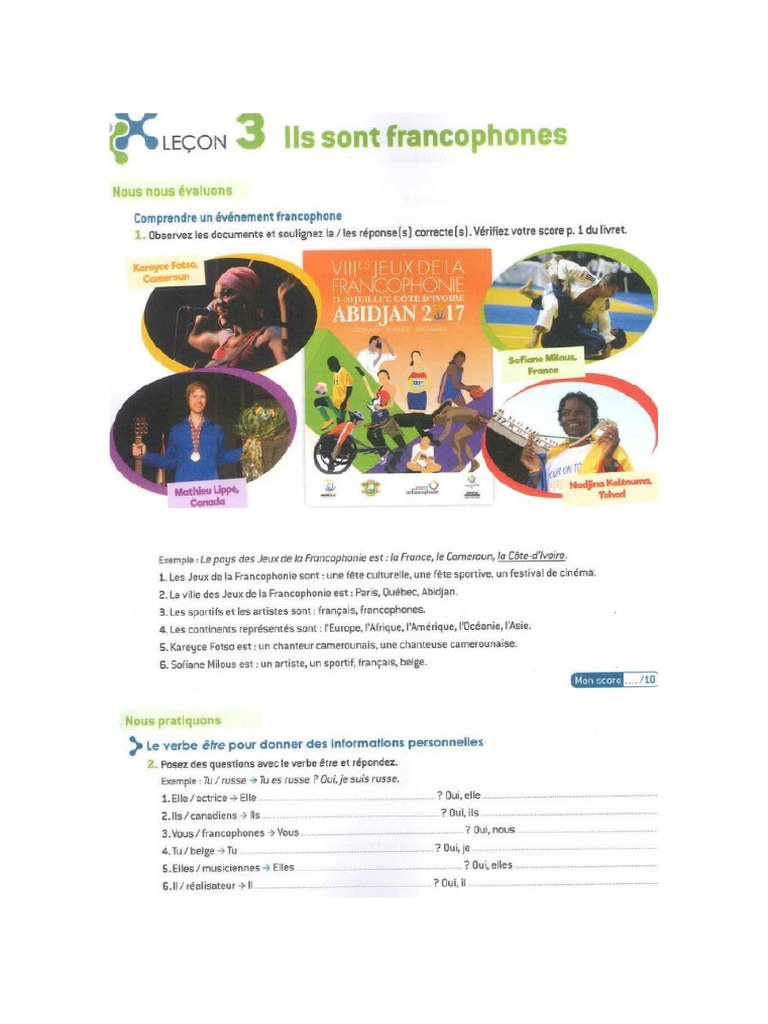 Cahier Dossier 1 Leçon 3 | PDF