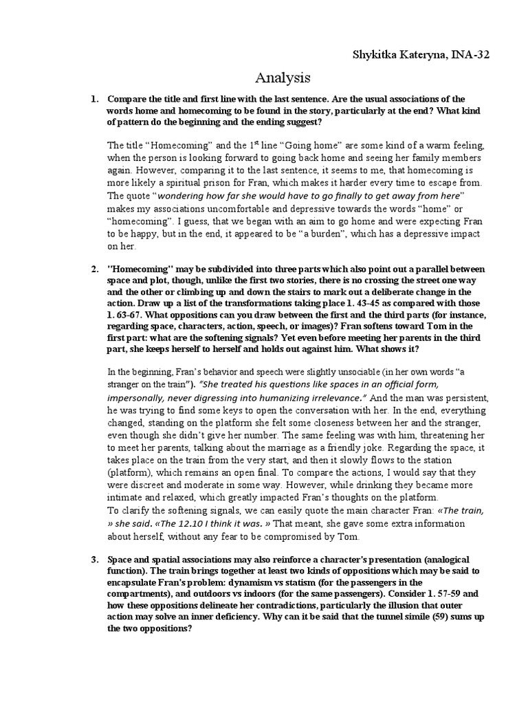 Analysis Homecoming | PDF | Cognitive Science