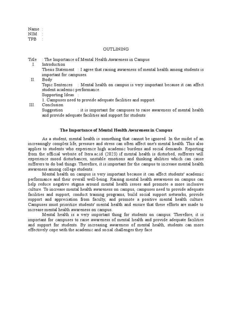 Mental Health Awareness for Students | PDF