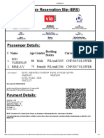 Electronic Reservation Slip (ERS) : # Name Age Gender Booking Status Current Status