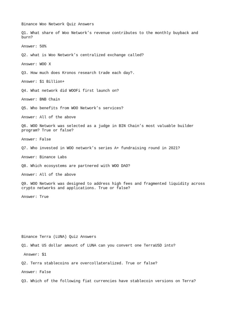 Binance Crypto Quiz Answers Guide | PDF | Distributed Computing | Computing
