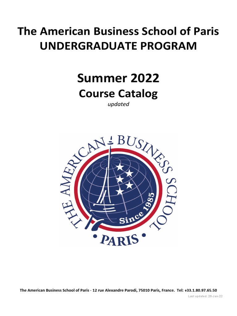 2022 Summer Course Catalog PDF Project Management Sustainability