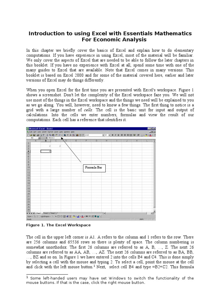 Introduction To Using Excel With Essentials Mathematics For Economic ...