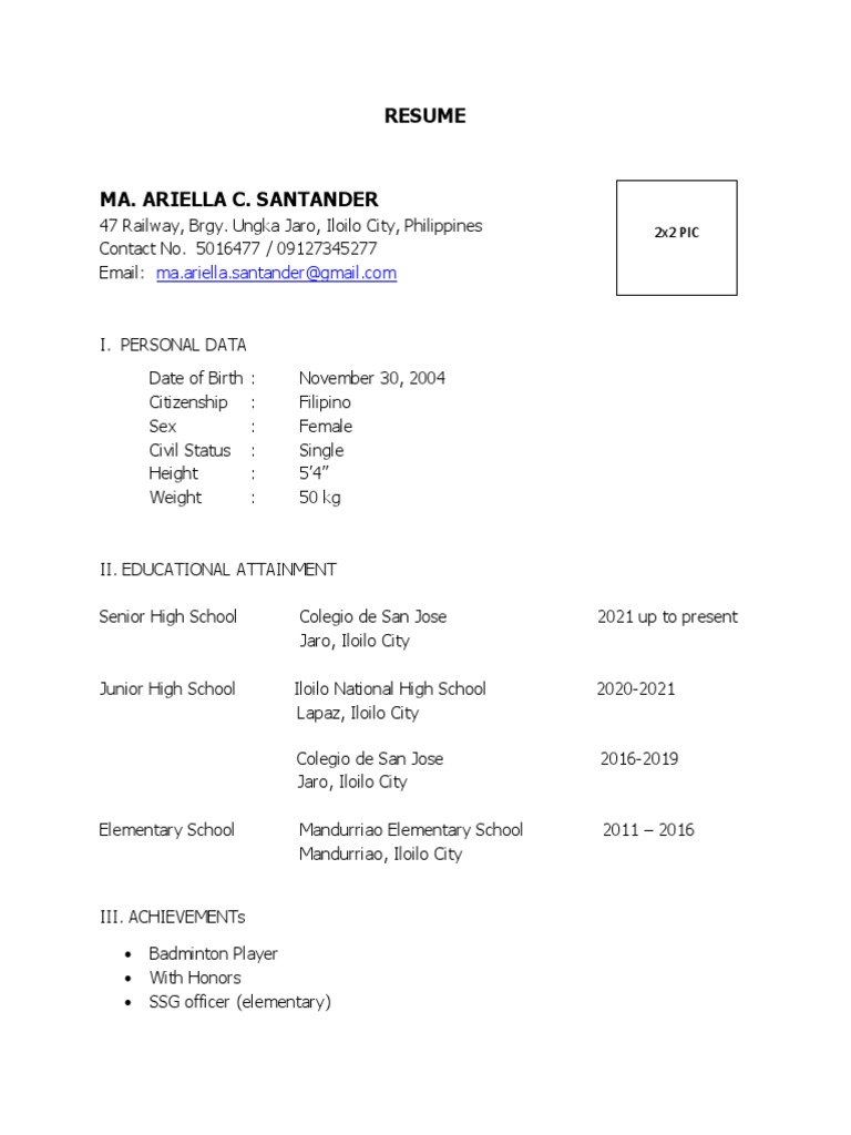 Resume: 2x2 PIC | PDF