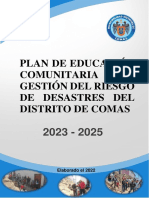 Plan de educación comunitaria sobre gestión de riesgos de desastres en Comas 2023-2025