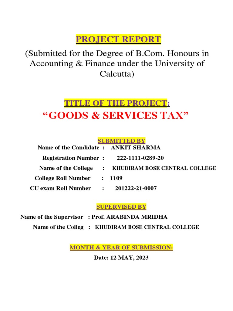 GST Project Report by Ankit Sharma | PDF | Taxes | Government Finances