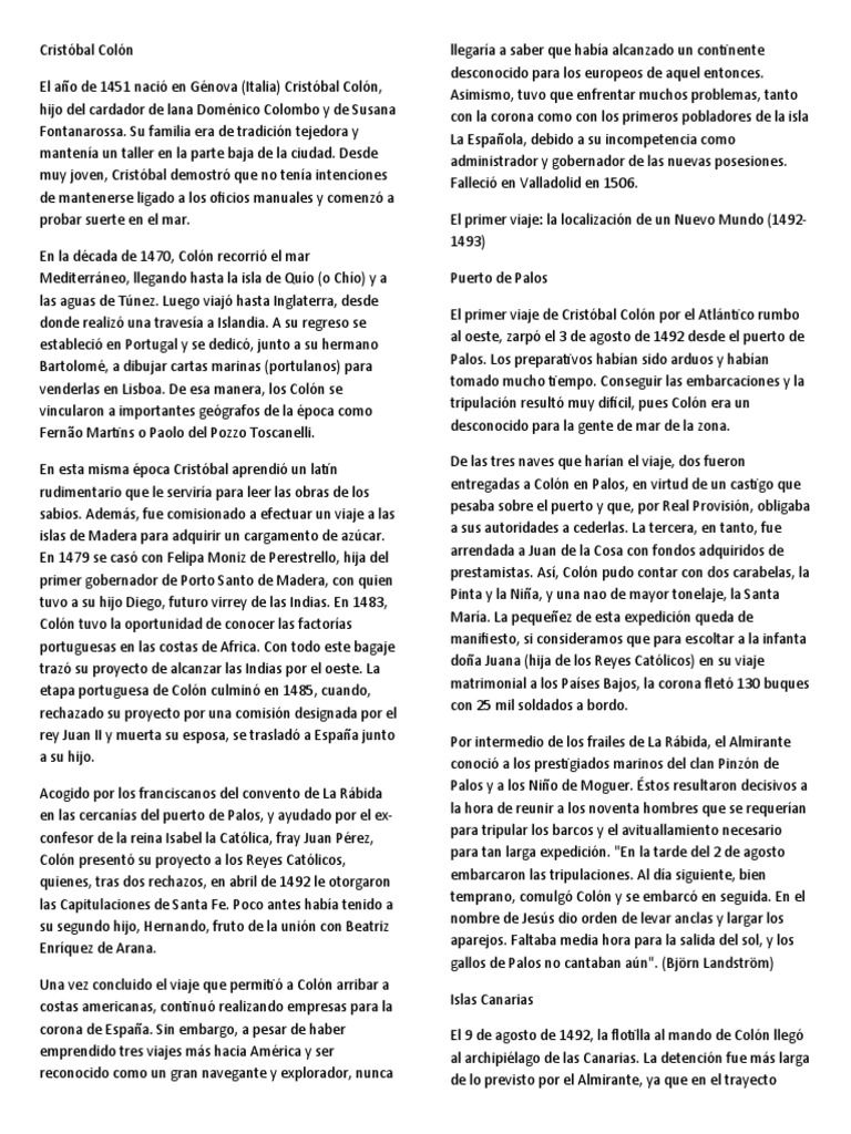 Cristóbal Colón | PDF | Cristobal colon | Transporte de agua