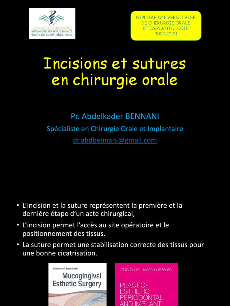 Incisions et sutures en chirurgie dentaire | PDF