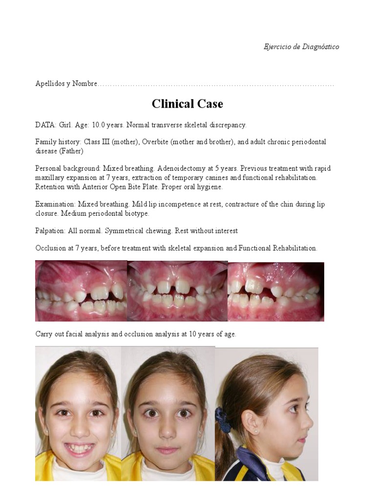 Diagnosis Exercise, Mixed Dentition Malocclusion. | PDF | Clinical