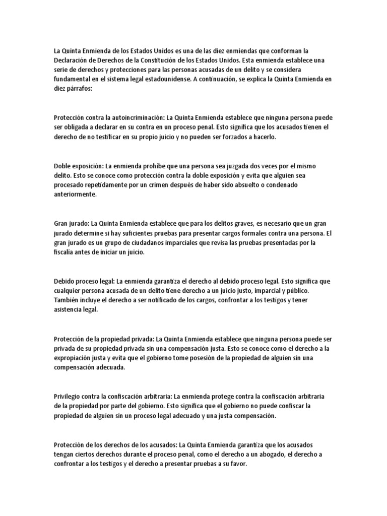 Quinta Enmienda PDF Quinta Enmienda a la Constitución de los