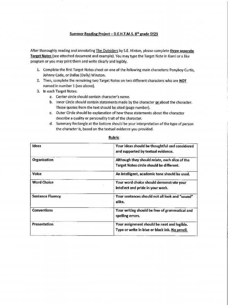 Summer reading 8th grade pdf