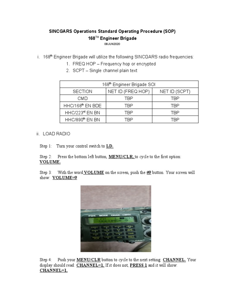 SINCGARS Radio SOP Guide | PDF | Computers