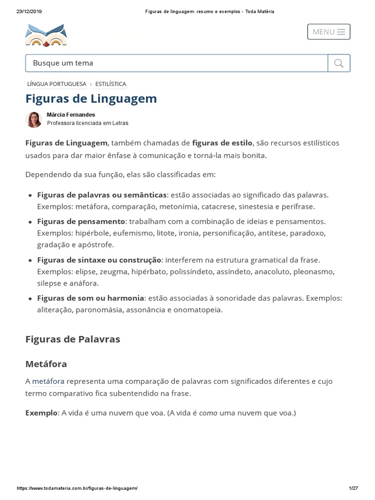 35 Figuras de Linguagem - Resumo e Exemplos - Toda Matéria | PDF ...