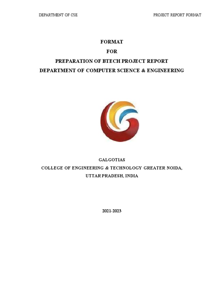 1 - 2021-2023 - Formatting Guidelines For Project Report | PDF | Note ...