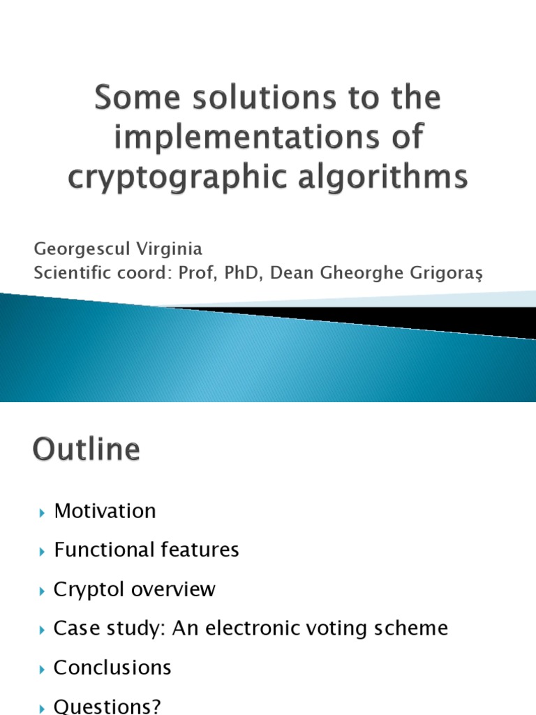 Presentation - Some Solutions To The Implementations of Cryptographic ...