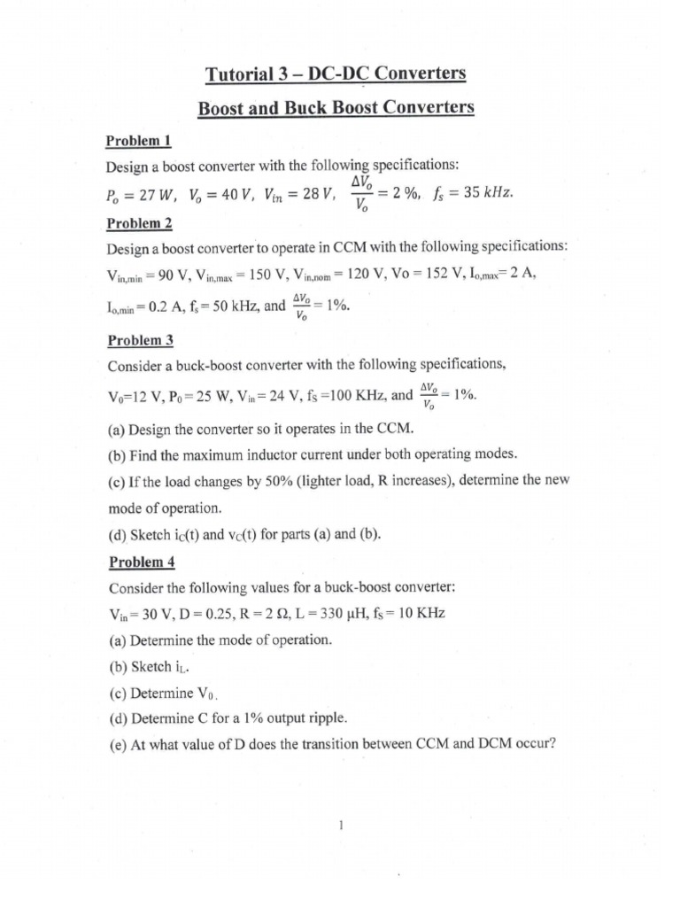 Assignment Buck And Buck Boost Converter PDF PDF