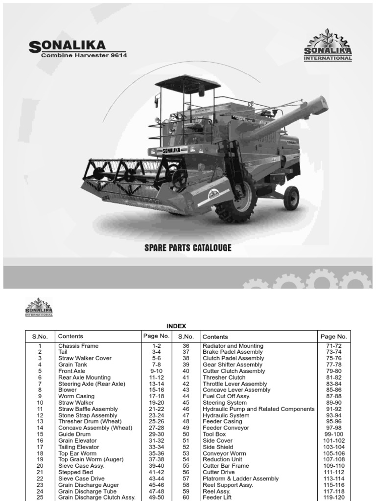 Combine Harvester 9614 Parts Catalog | PDF | Screw | Steering