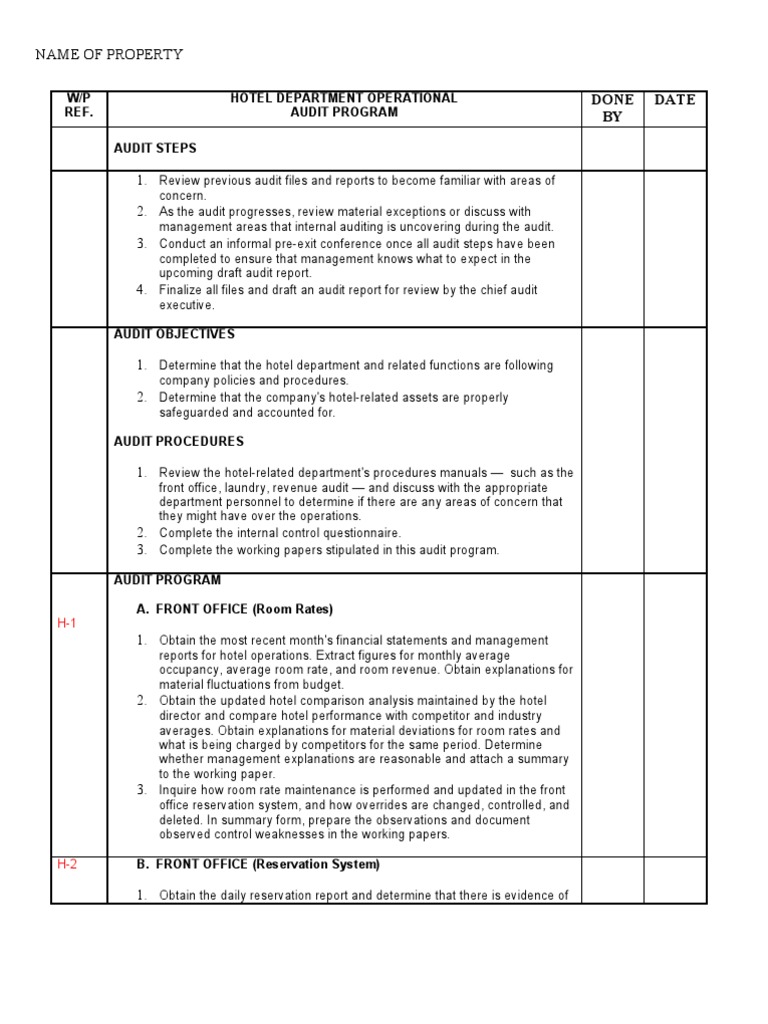 Hotel Night Audit Program Voucher Audit