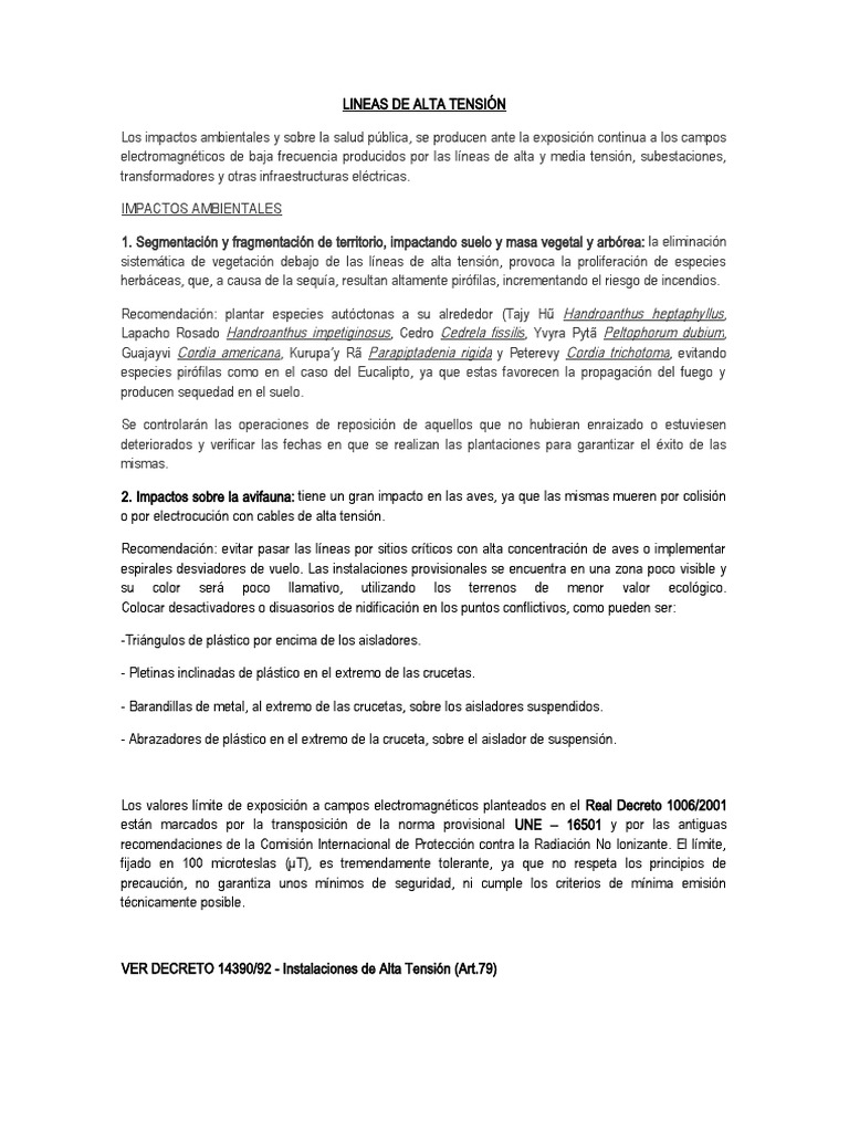 Impactos Ambientales de Líneas de Alta Tensión | PDF | Transmisión de ...