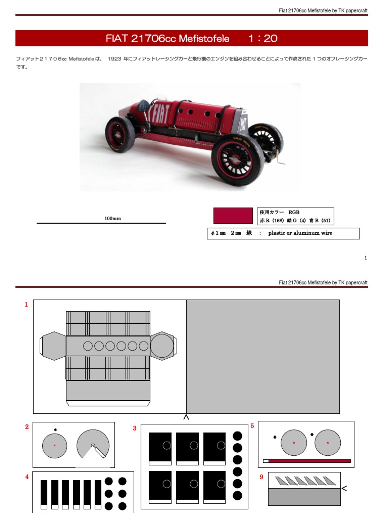 Fiat 21706cc Mefistofele 1923 (TK Papercraft) | PDF