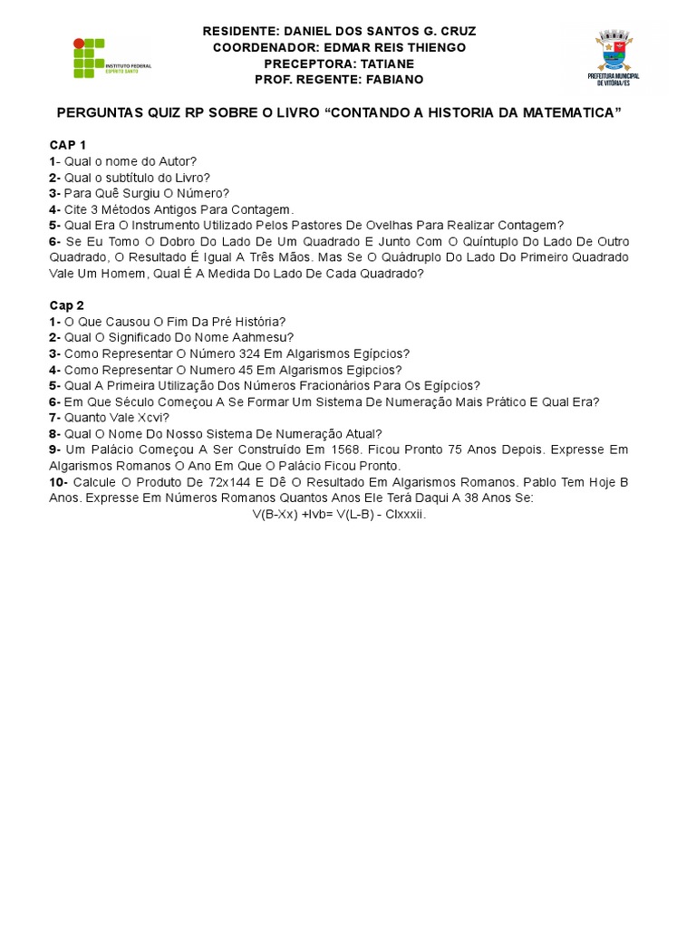 Quiz RP Hist Mat | PDF
