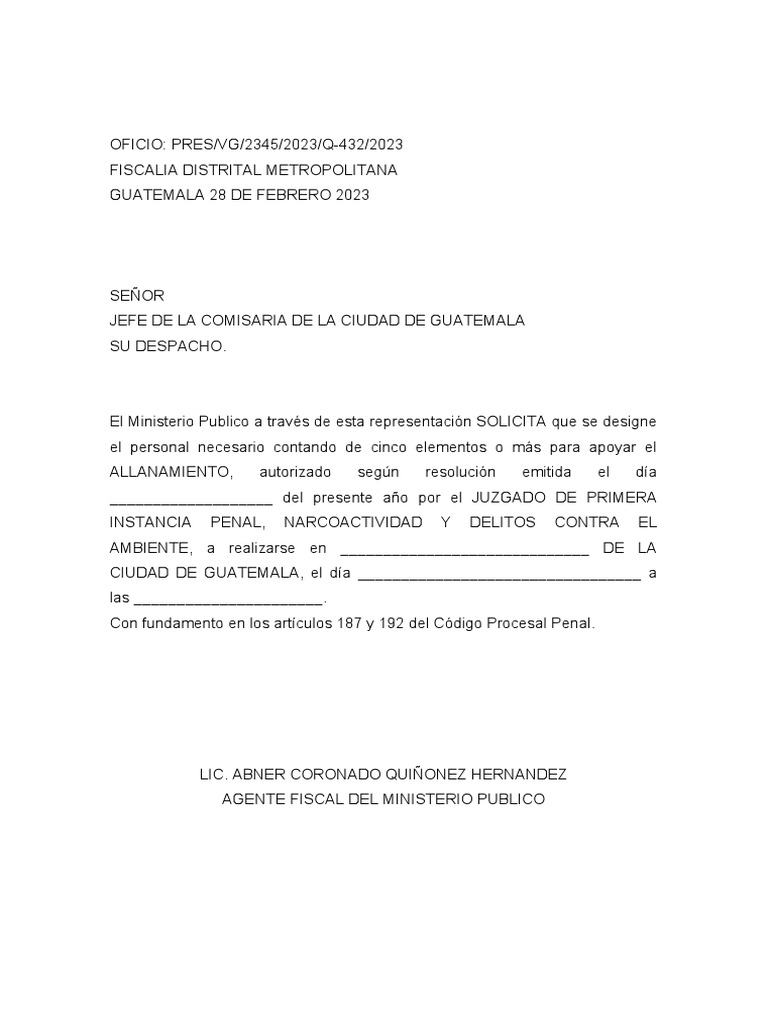 OFICIO Solicitud A La PNC PDF