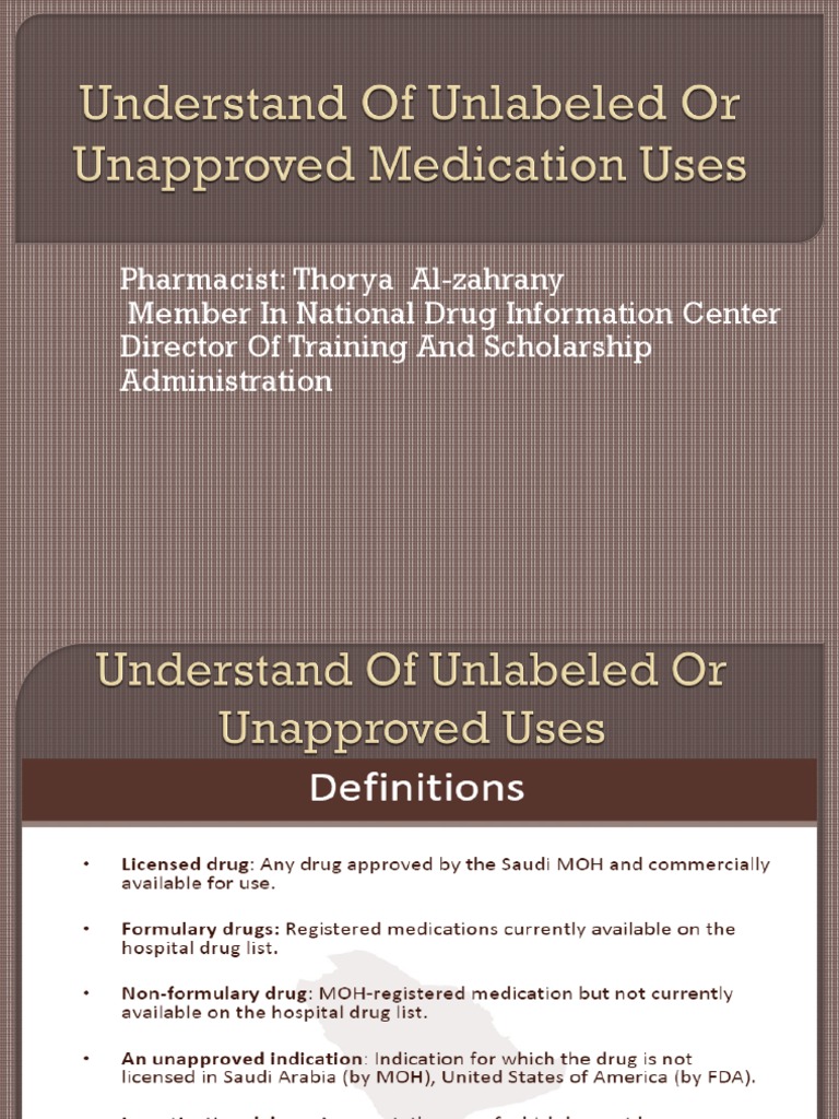 Understand of Unlabeled or Unapproved Medication Uses PDF PDF