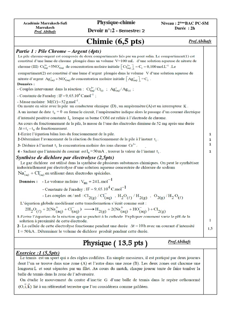 Devoir 5 Bac 1 | PDF