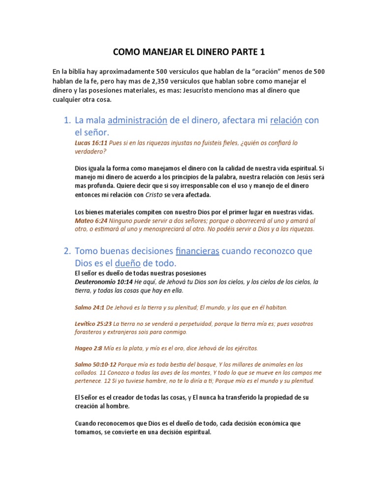 Como Manejar El Dinero | PDF | Creencia religiosa y doctrina