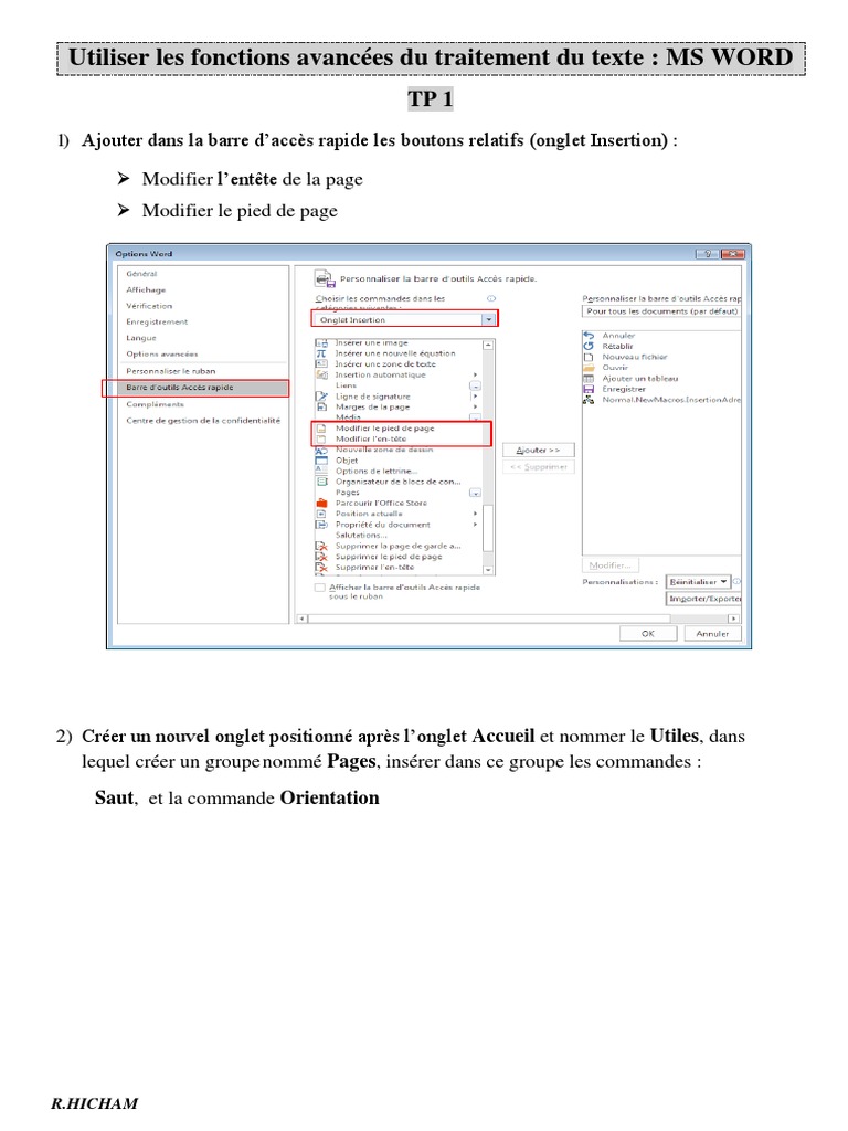 Fonctions avancées de MS Word : TP pratiques | PDF | Microsoft Word ...